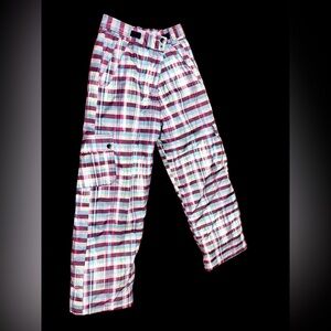 Plaid Cargo Pants in Pink, Blue & White